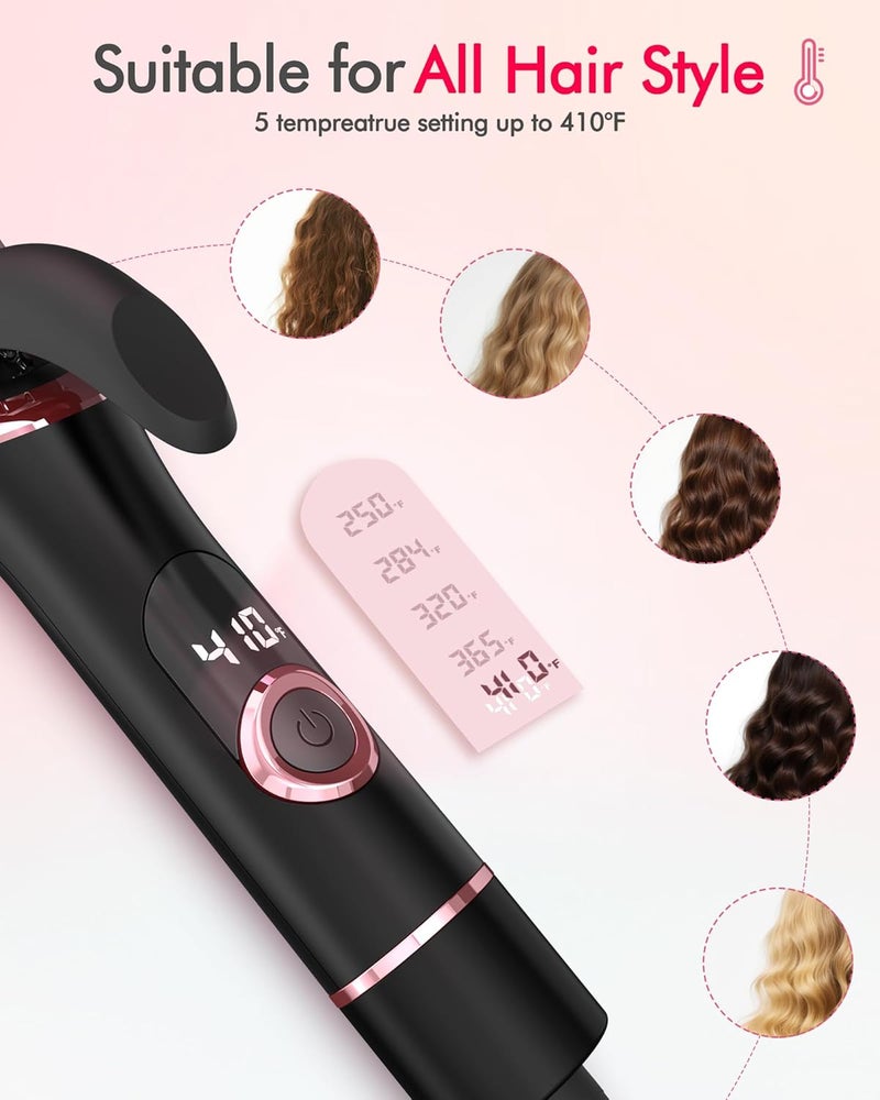 NFie Mini Curling Iron for Travel, Dual Voltage Curling Wand with European, UK Plug Adapter, Small Wave Hair Curler for Short, Long Hair, Tiny Long Barrel Hot Tool Temp Control up to 410℉, 1 Inch - Image 5